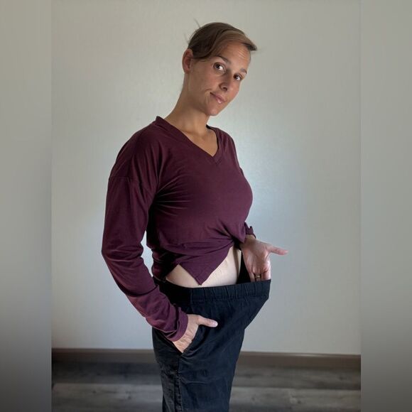 H&M Pull On Linen Pants Black Large Minimalist Classic Comfy - Picture 7 of 12